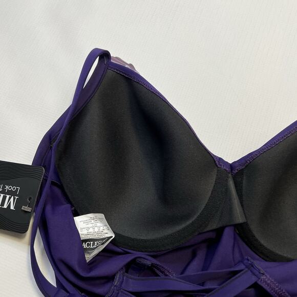 Miraclesuit Rock Solid Captivate One Piece Swimsuit Size 12 Purple Criss Cross - Picture 10 of 16
